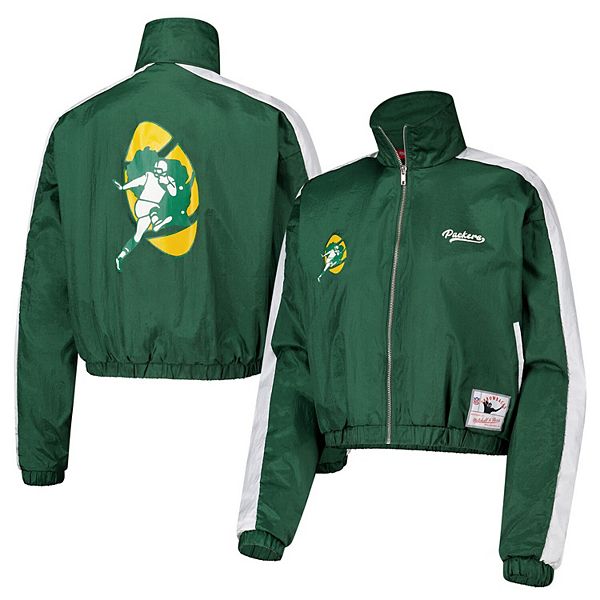 

Женская зеленая куртка cropped full-zip nylon green bay packers Mitchell & Ness