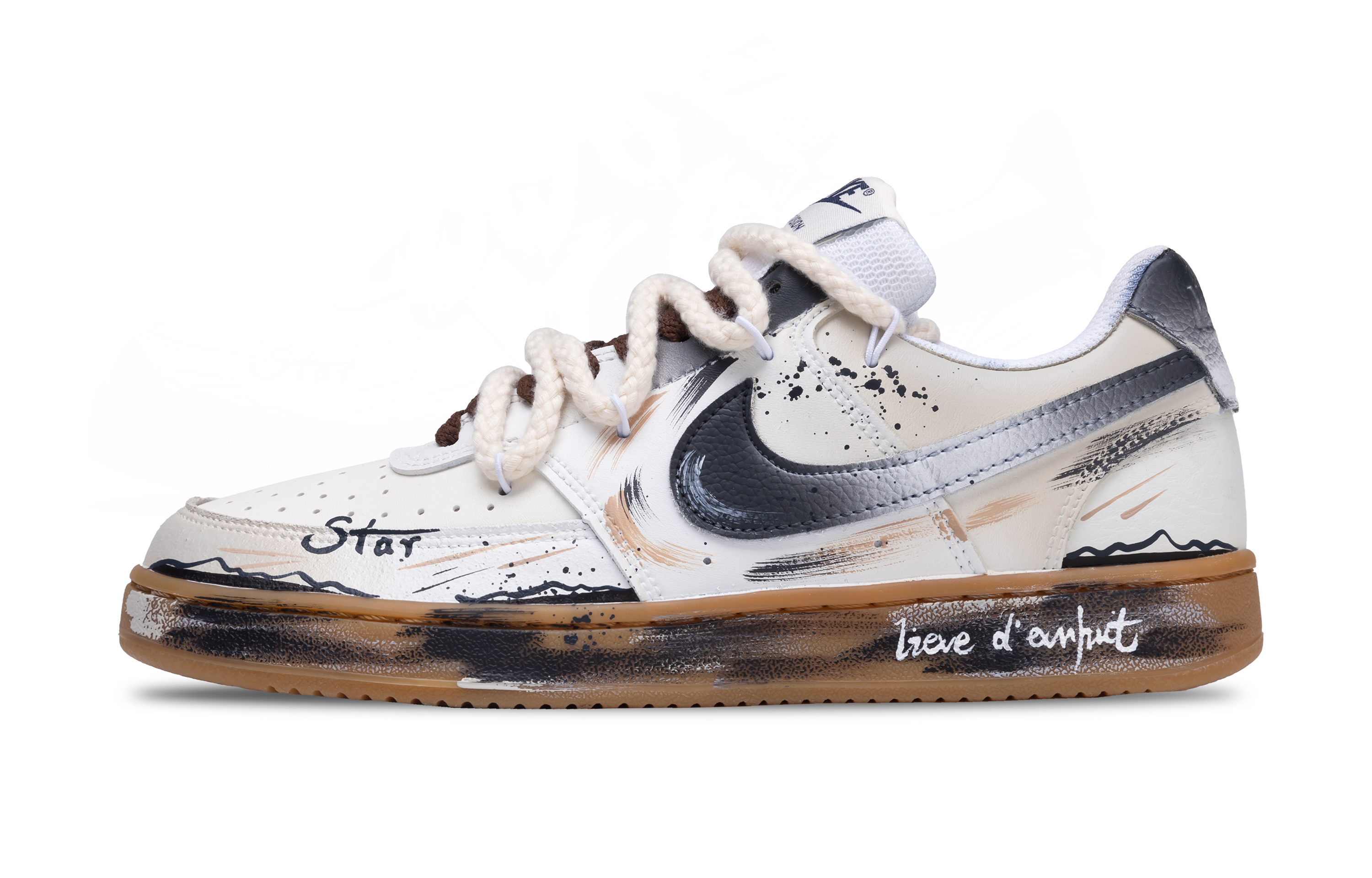 

Nike Кроссовки Court Vision Low Woven White с черными противоскользящими вставками для скейтборда, мужские, белые, черные