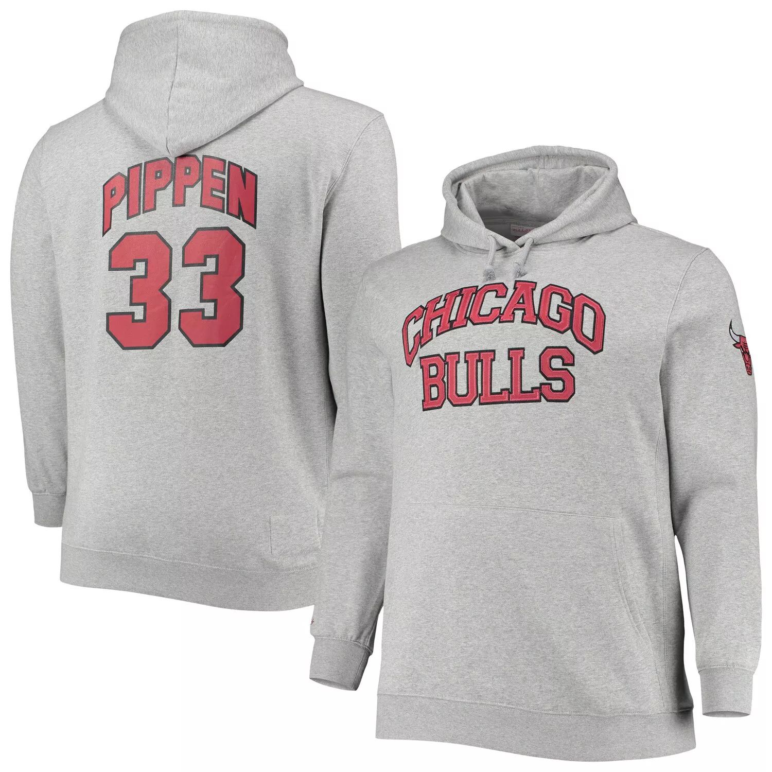 

Мужской пуловер с капюшоном Mitchell & Ness Scottie Pippen Heathered Grey Chicago Bulls Big & Tall Name & Number