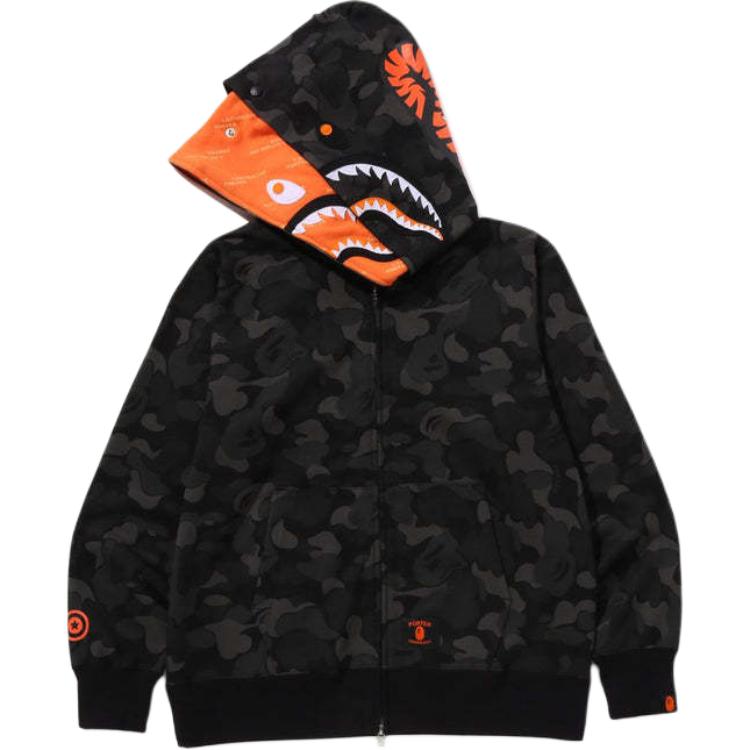 

Bape X Porter Stand Shark двусторонняя худи с молнией A BATHING APE, черный