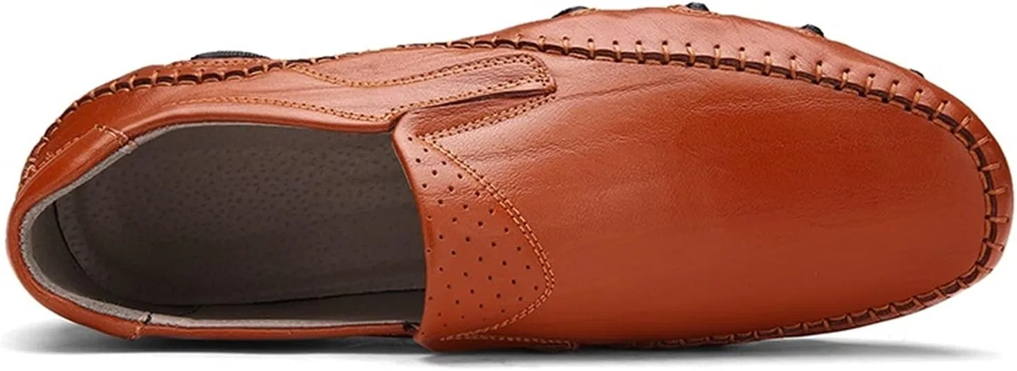 Мужские лоферы, дышащая кожа, Flat Heel, красно-коричневый — фото 2
