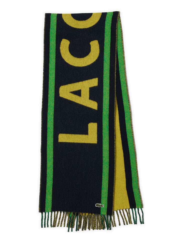 

Шерстяной шарф черного/зеленого/желтого цвета Lacoste