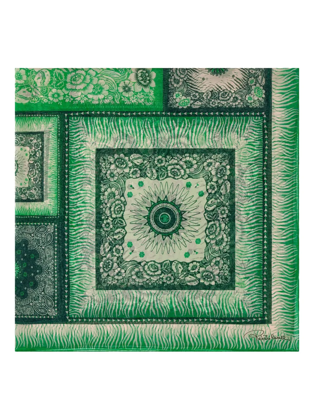 

Шелковый платок с зебровым узором Roberto Cavalli, зеленый