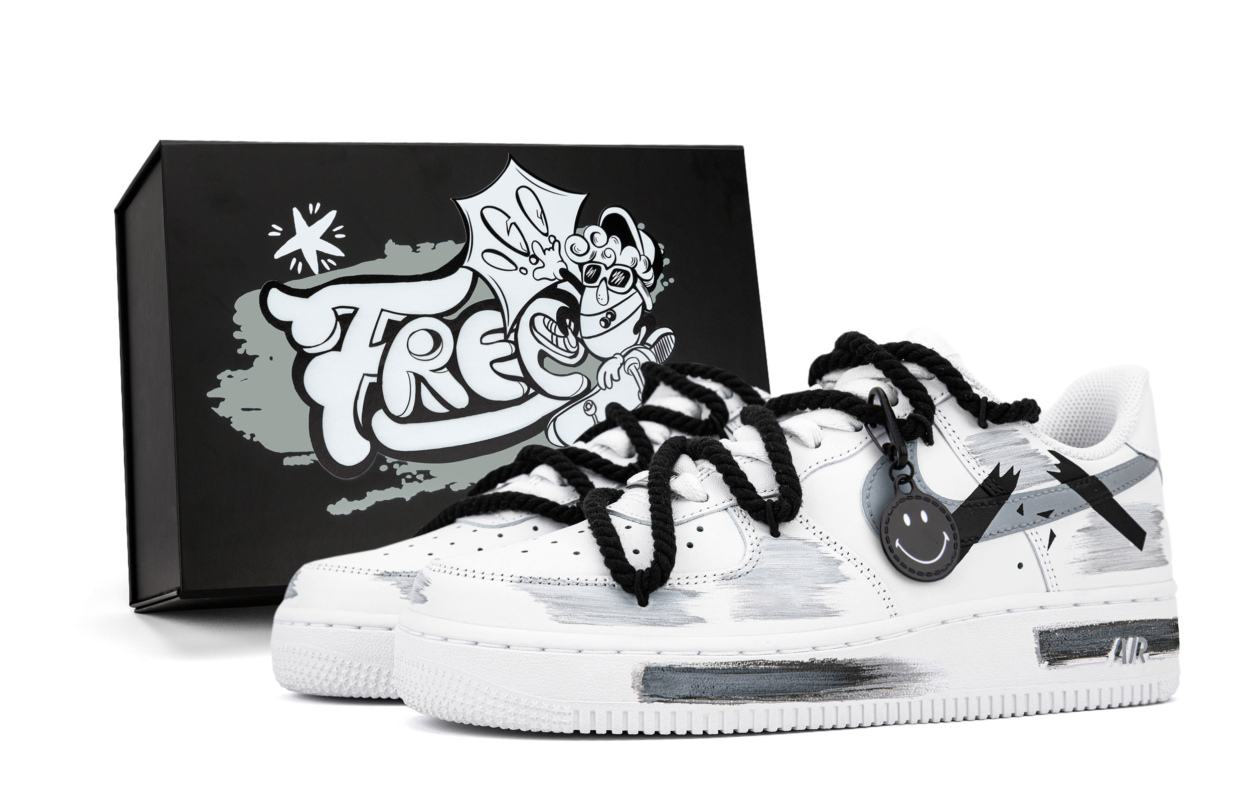 

Кроссовки Nike Air Force 1 нескользящие водонепроницаемые износостойкие легкие дышащие низкие унисекс черно-бело-серые, цвет Black White Gray