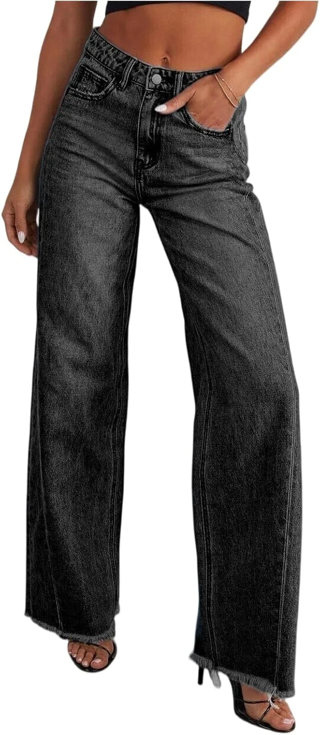 

Прямые широкие джинсы с высокой талией для женщин