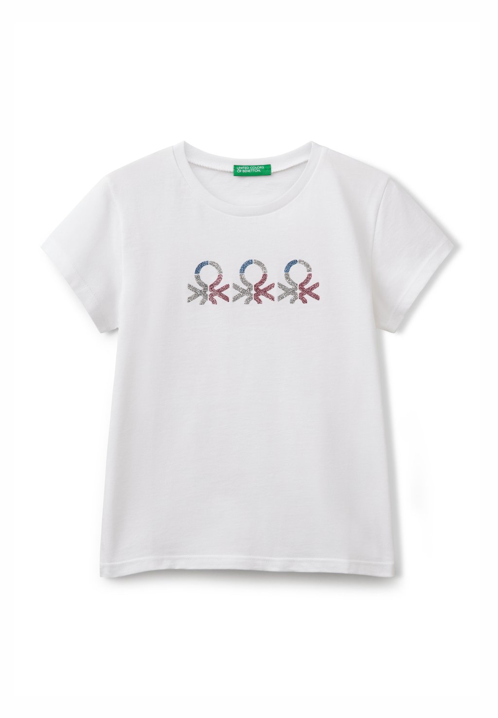 

Футболка с принтом WITH GLITTERY LOGO United Colors of Benetton, белый