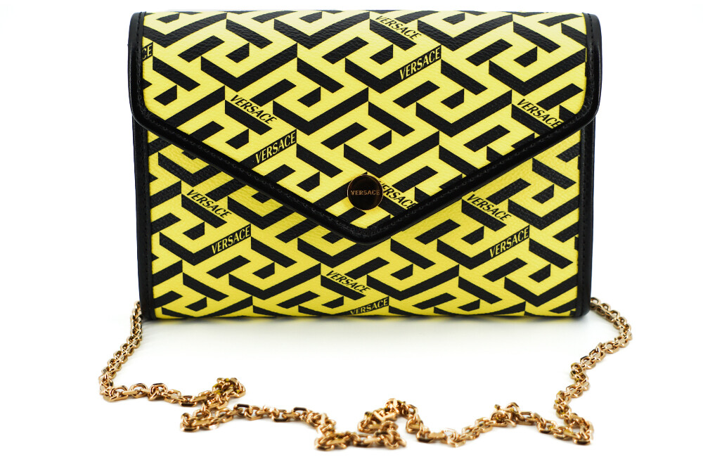 

Сумка-мешок из кожи и холста Radiant Yellow Versace, желтый