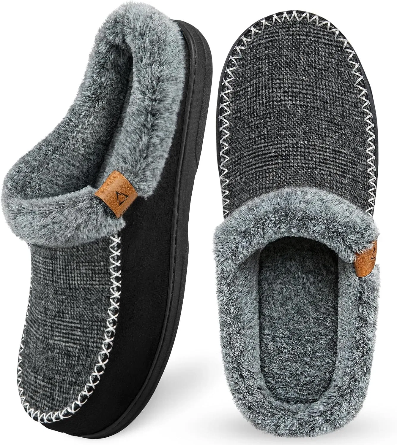 Тапочки мужские мокасины ATHMILE, Black Black Wool