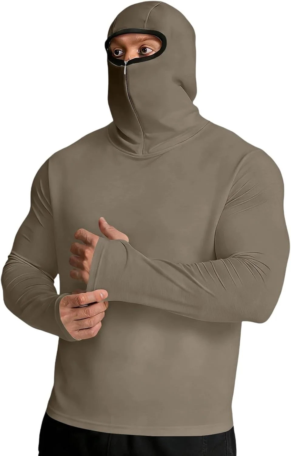 

Мужская футболка с защитой от ультрафиолета UPF 50+ с длинным рукавом и капюшоном