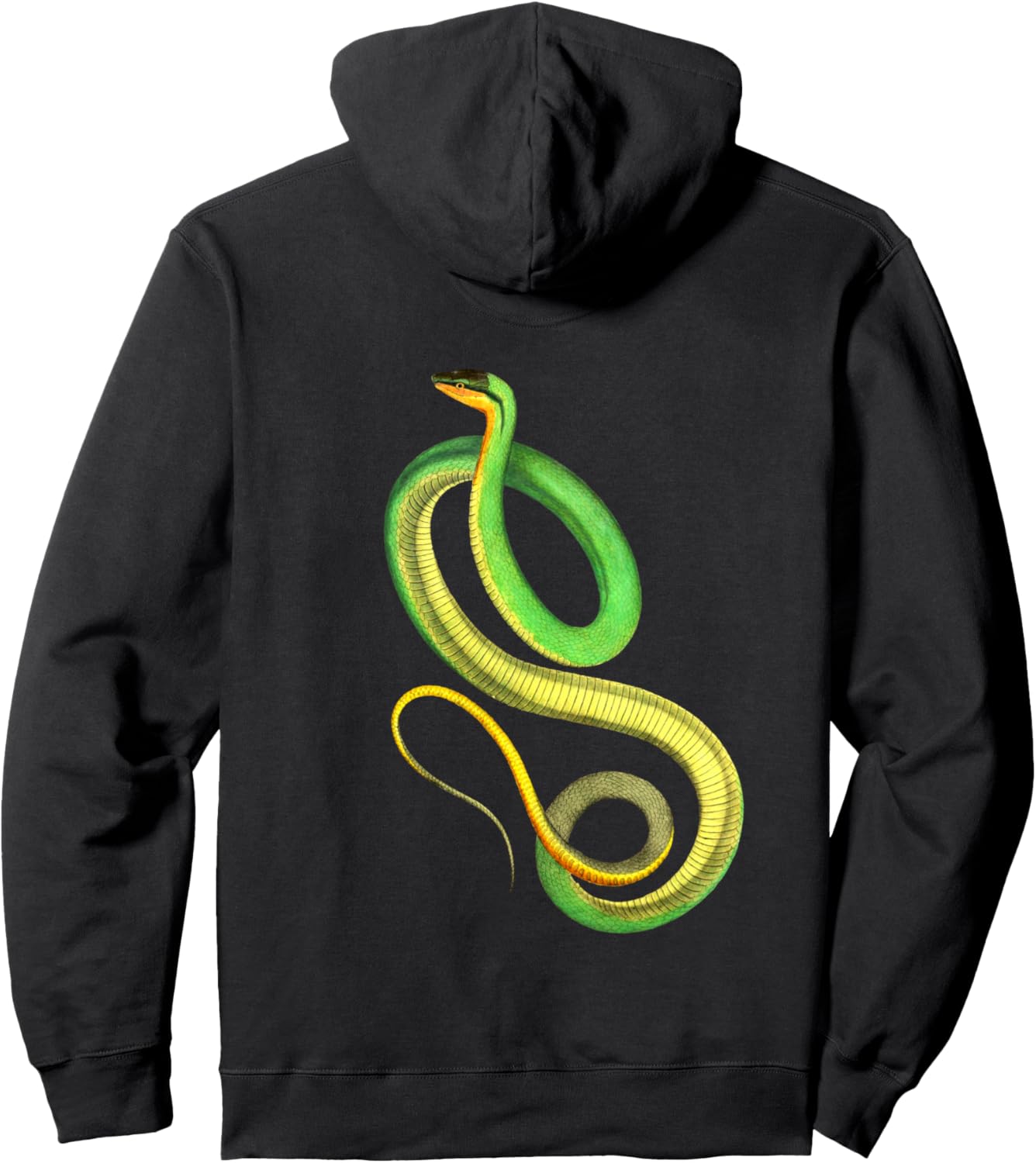 

Худи с изображением реалистичной кошки и змеи, черного и желтого цвета Dramabite