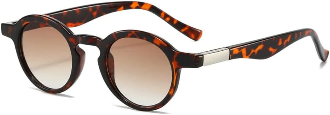 

Модные маленькие круглые двухцветные солнцезащитные очки для женщин в стиле ретро с прозрачными градиентными линзами, защита от УФ-излучения UV400, для мужчин в стиле панк UUPTTPL, Leopard Tea Gradient