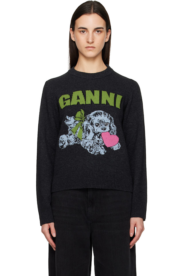 

Ganni Шерстяной джемпер для щенков серого цвета