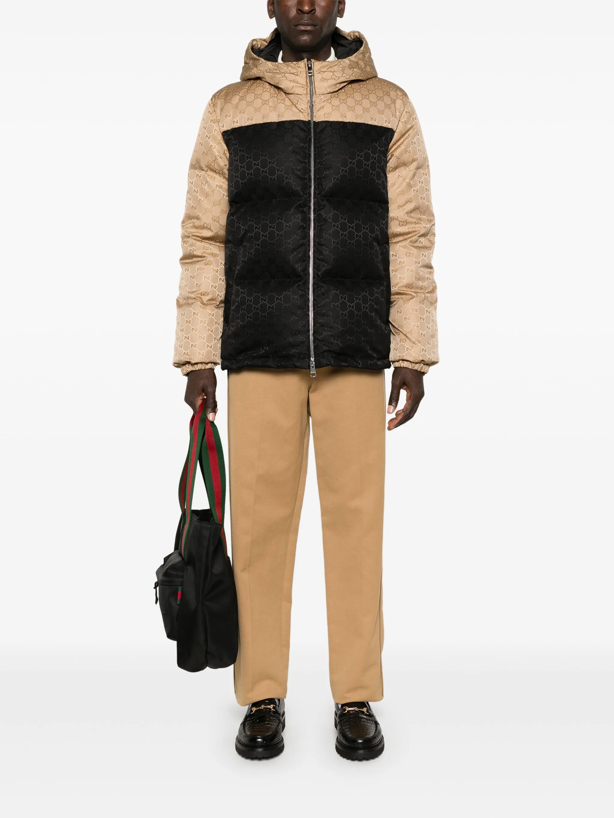 Пуховик Gucci из канваса с логотипом GG, черный — фото 2