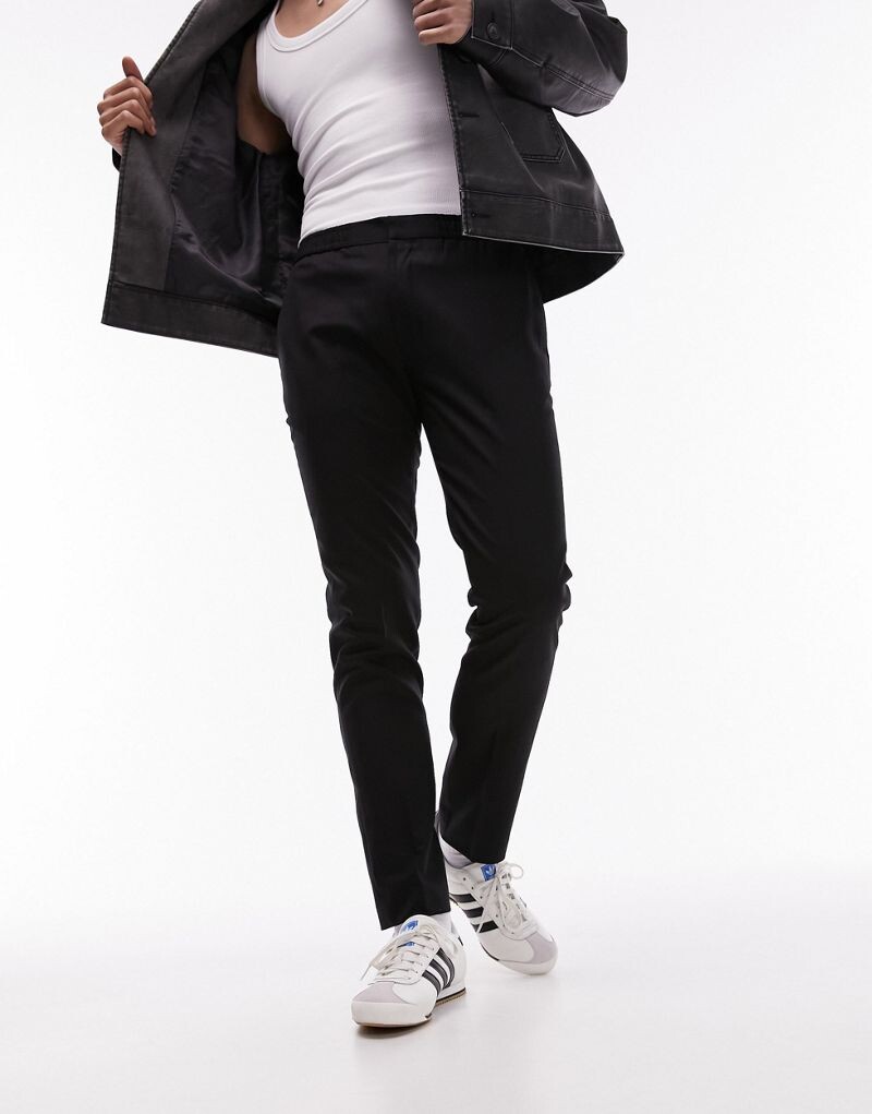 

Черные спортивные брюки с эластичной резинкой на талии Topman