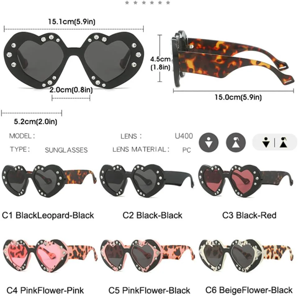

LVTFCO Красочные солнцезащитные очки в форме сердца для женщин, роскошные солнцезащитные очки большого размера с бриллиантами и стразами, модные очки для женщин, 9