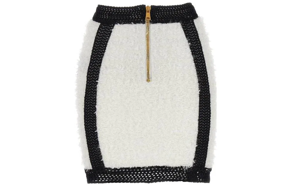 Мини-юбка твидовая с пуговицами BALMAIN Black White — фото 3
