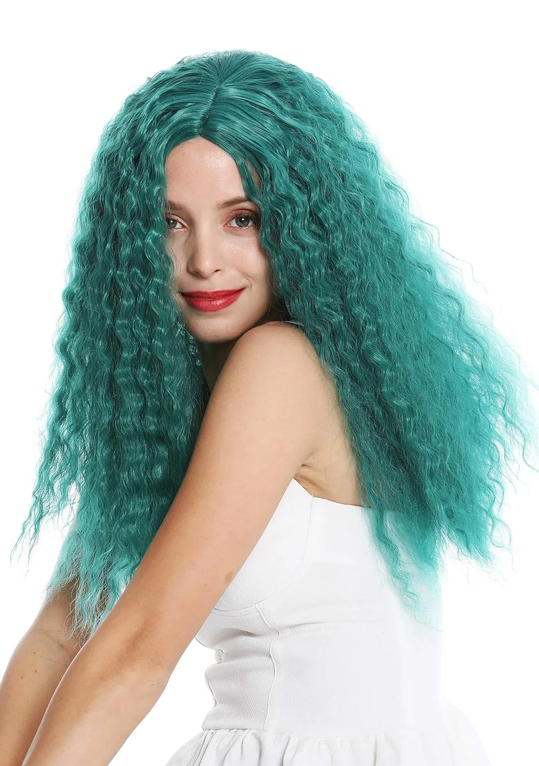 Женский парик WIG ME UP YZF-7304-BD, длинные пышные кудрявые волосы, зеленый Wig Me Up, Turquoise Green (Bd) — фото 3