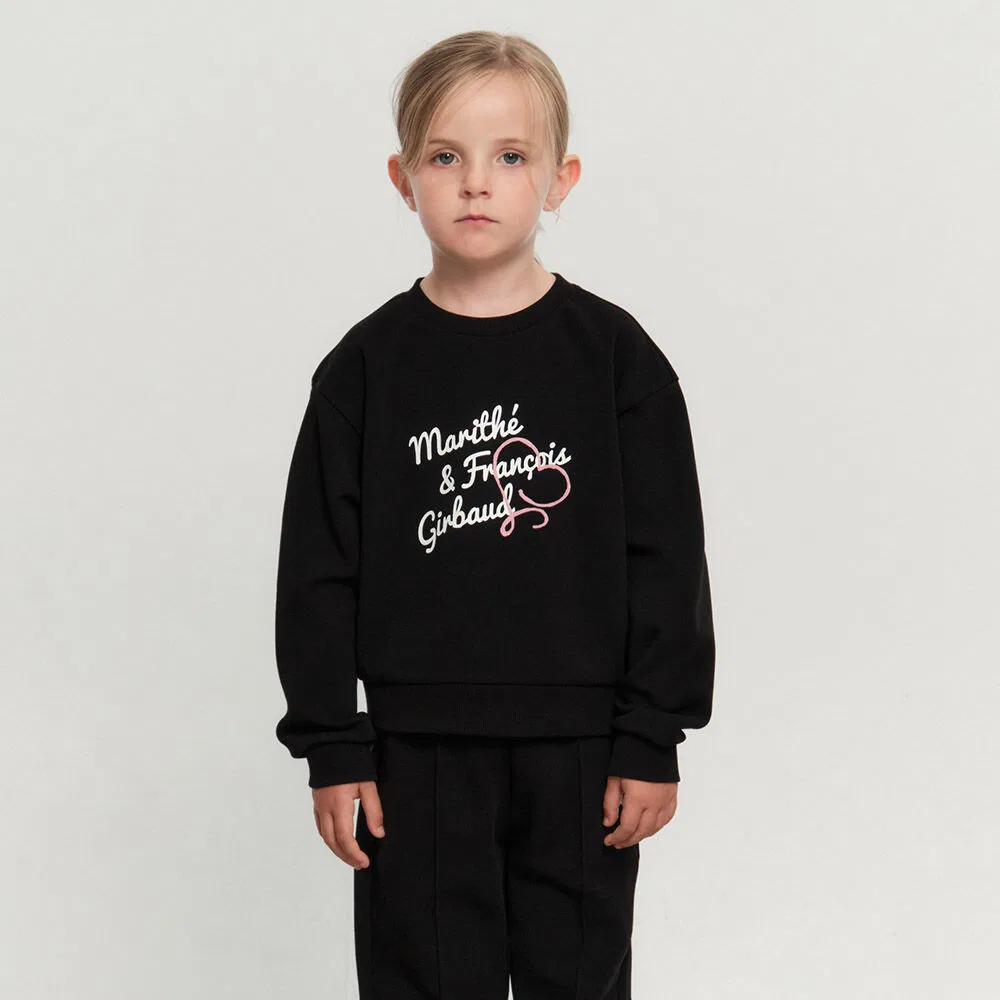 Детский укороченный свитшот Marithé Kids с логотипом, чёрный