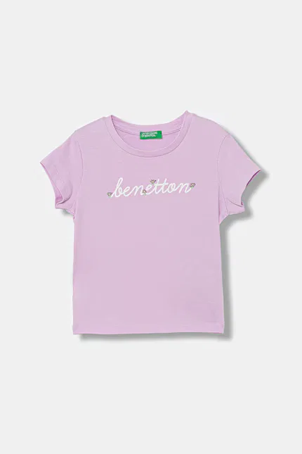Футболка с принтом детская United Colors of Benetton, фиолетовый