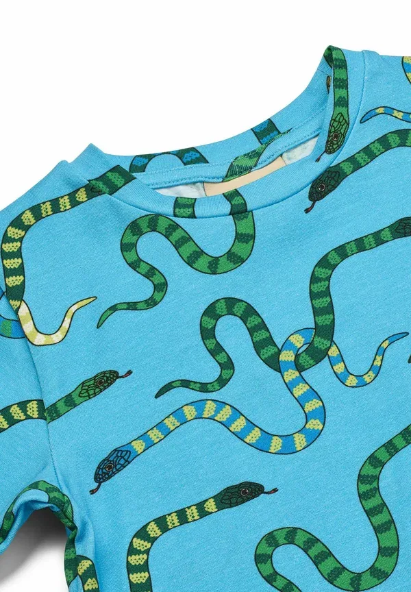Футболка с принтом змей Gala med slanger print t-shirt Småfolk, голубой бассейн — фото 4