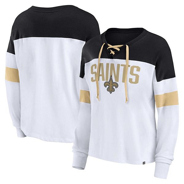 

Женский топ Fanatics Branded бело-черный New Orleans Saints Plus Size Even Match с длинными рукавами и шнуровкой Unbranded