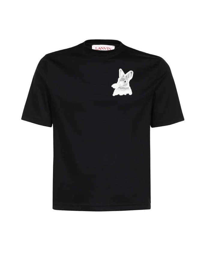

Хлопковая футболка с нашивкой спереди Lanvin, черный