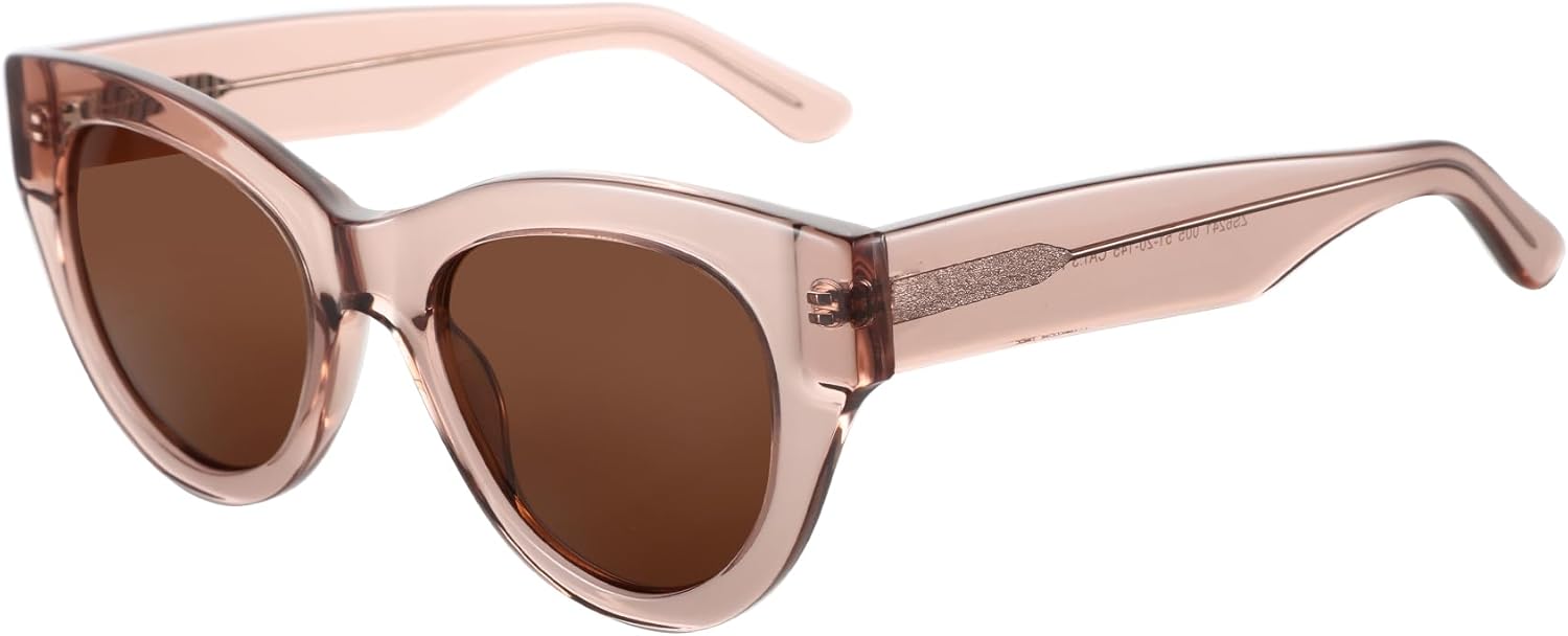 

Женские поляризованные солнцезащитные очки ZENOTTIC круглой формы: модные солнцезащитные очки для женщин - ретро-классические очки с защитой от УФ-излучения UV400, C05 Crystal Brown Frame Brown Lens