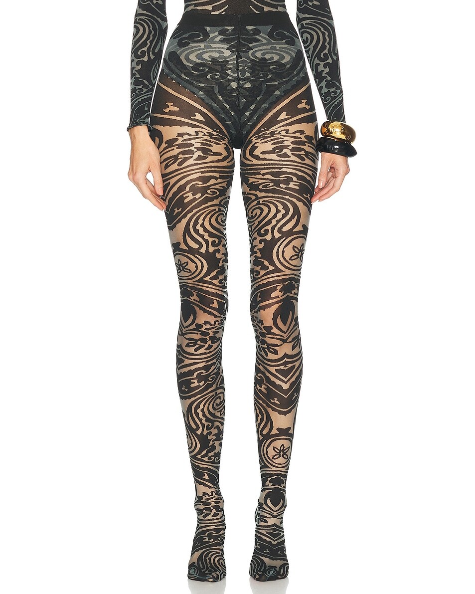 

Колготки Body Tattoo из коллаборации с Etro Wolford, серый/черный