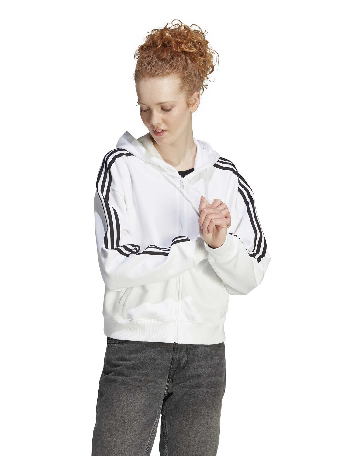 

Толстовка Adidas Sportswear Essentials 3-Stripes French Terry Bomber, белый