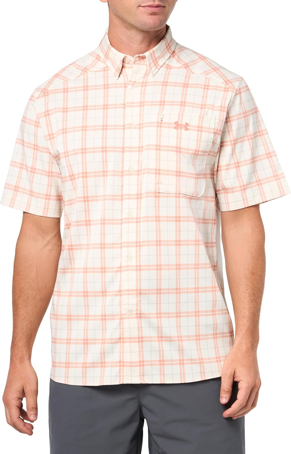 

Мужская клетчатая футболка Drift Tide 2.0 от Under Armour с коротким рукавом, (282) Stone/Canyon Pink, Оранжевый, Мужская клетчатая футболка Drift Tide 2.0 от Under Armour с коротким рукавом, (282) Stone/Canyon Pink