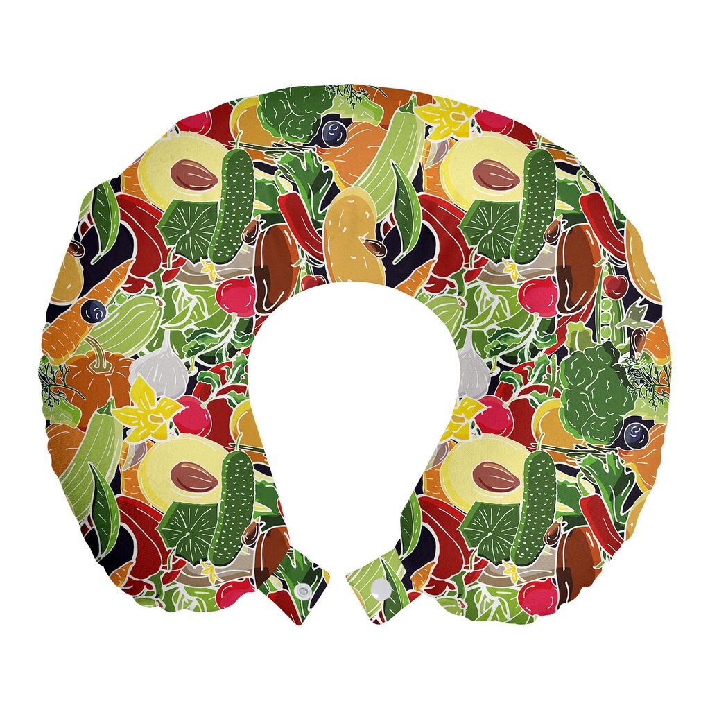 

ABAKUHAUS Подушка для путешествий в саду, поддержка шеи, искусство экзотических фруктов, пенопластовые дорожные принадлежности для самолета и автомобиля, 30x30 см, разноцветные