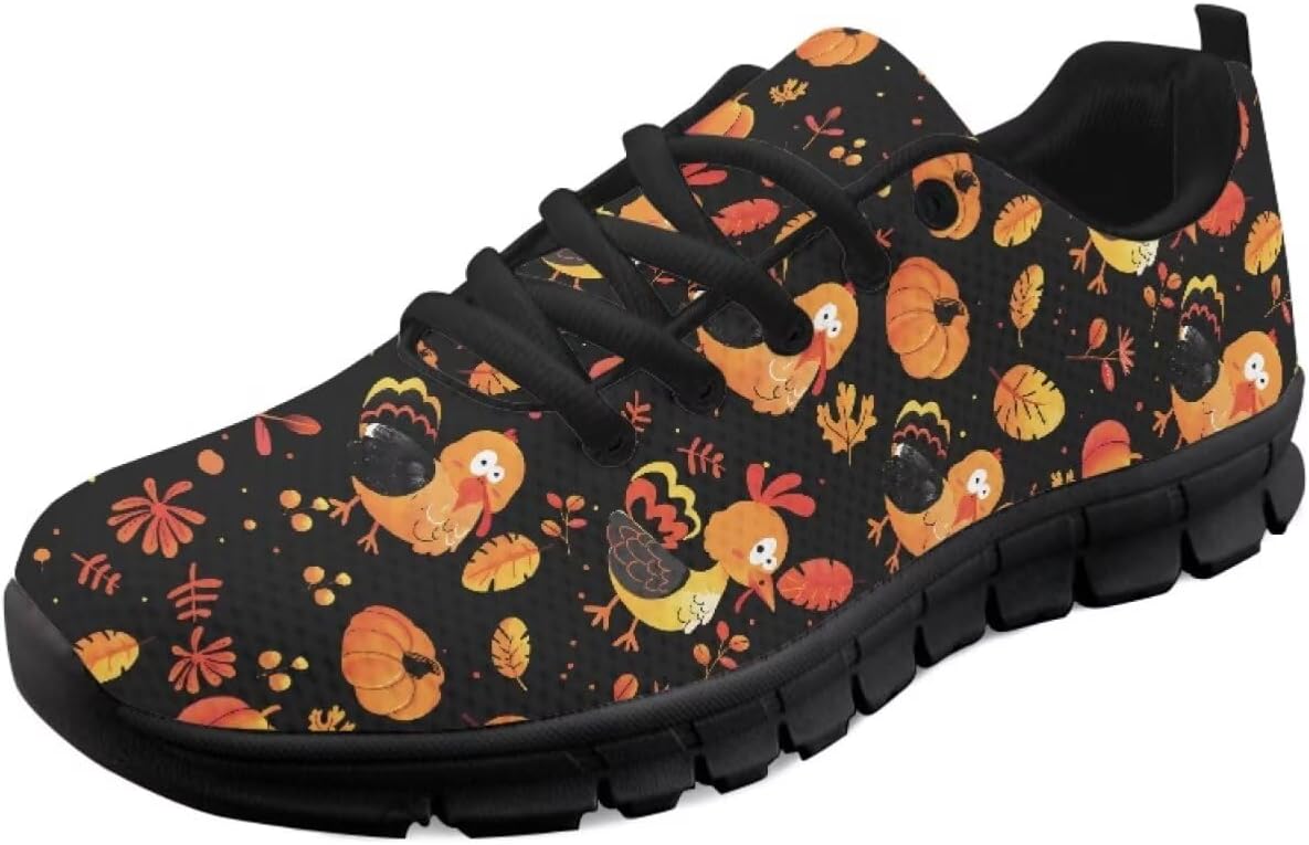

GETELINSENG Женские и мужские кроссовки для бега, модные теннисные, для тренировок в зале, для фитнеса, удобные кроссовки для тенниса и ходьбы, легкие, Cartoon Rooster Pumpkin Maple