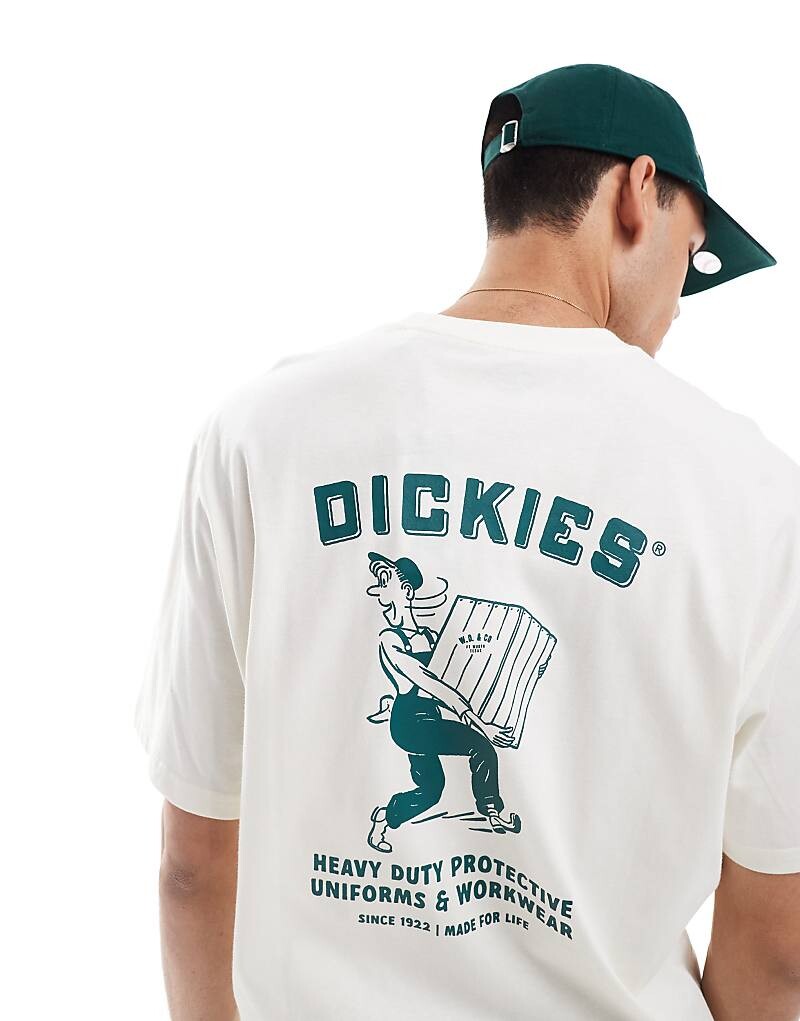 

Футболка Dickies кремового цвета с рабочим графическим принтом на спине
