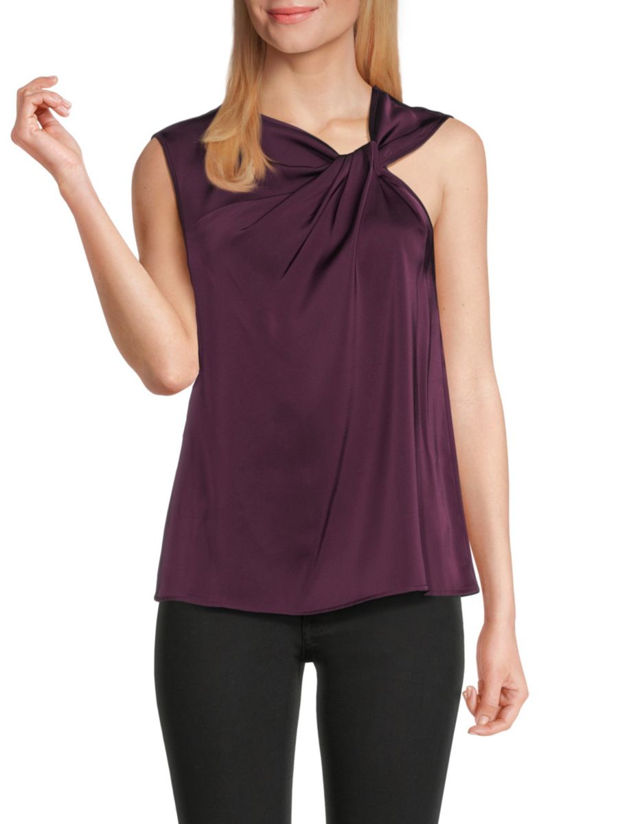 

Асимметричный топ с закрученным узлом Calvin Klein, цвет Aubergine