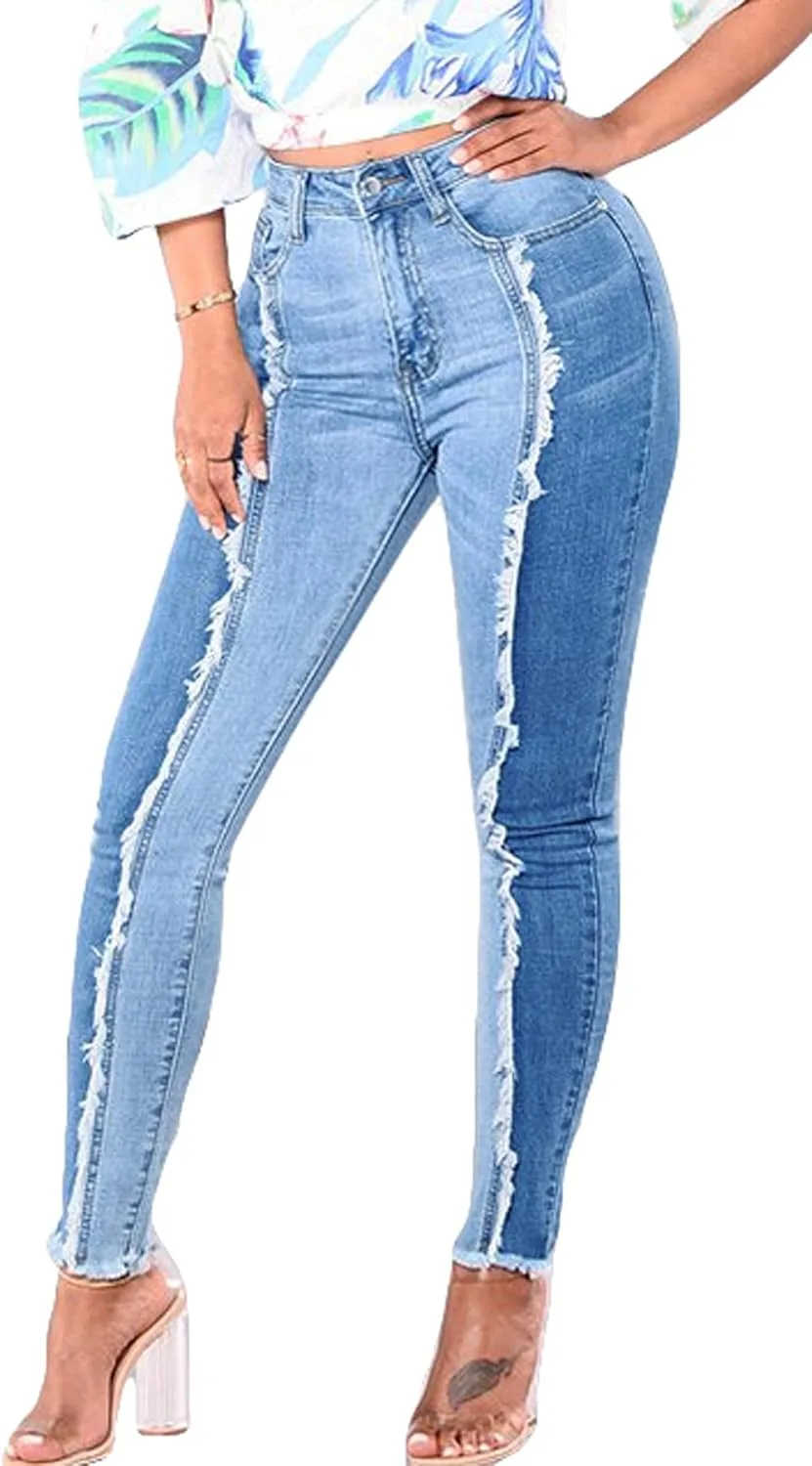 

ebossy женские модные обтягивающие джинсы с бахромой