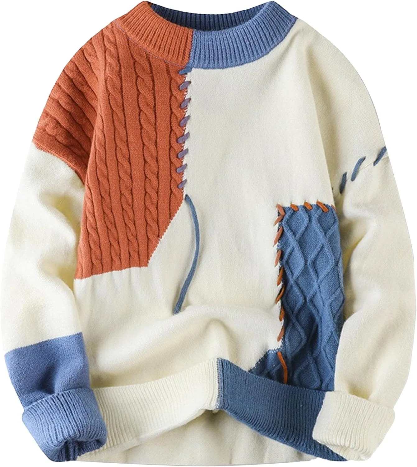 

Мужской оверсайз свитер в стиле пэчворк Maiyifu-GJ