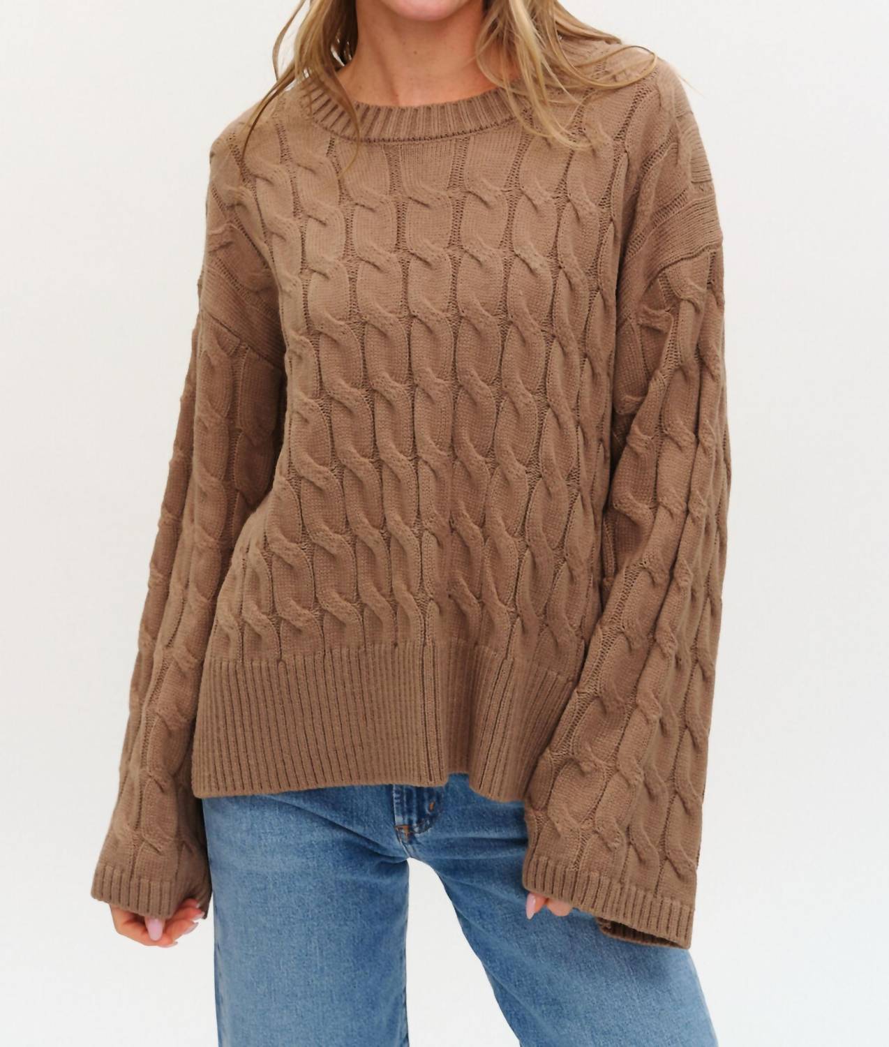 

Коричневый вязаный свитер Willow Cable Knit Six/Fifty, коричневый
