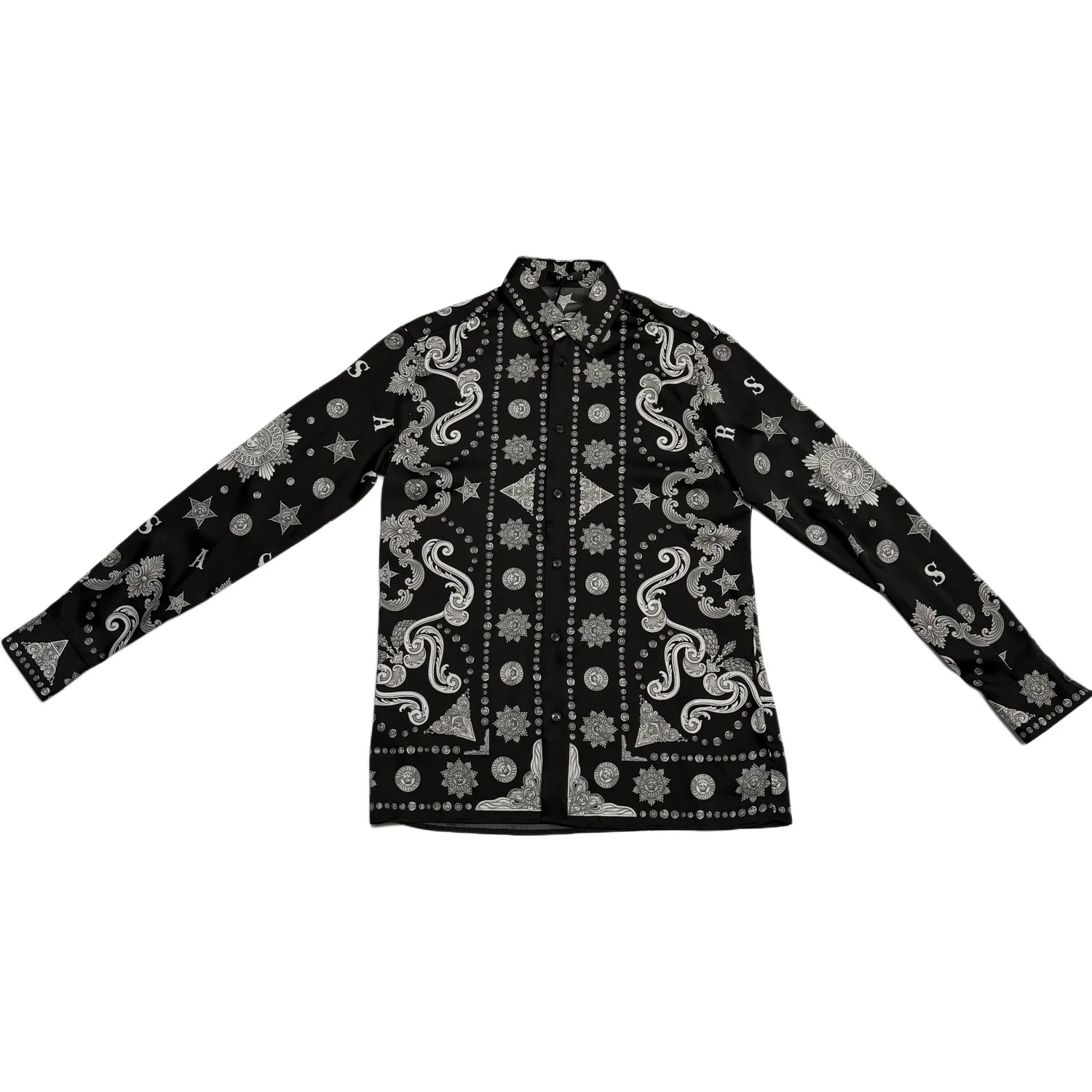 VERSACE Рубашка мужская черная с лацканом