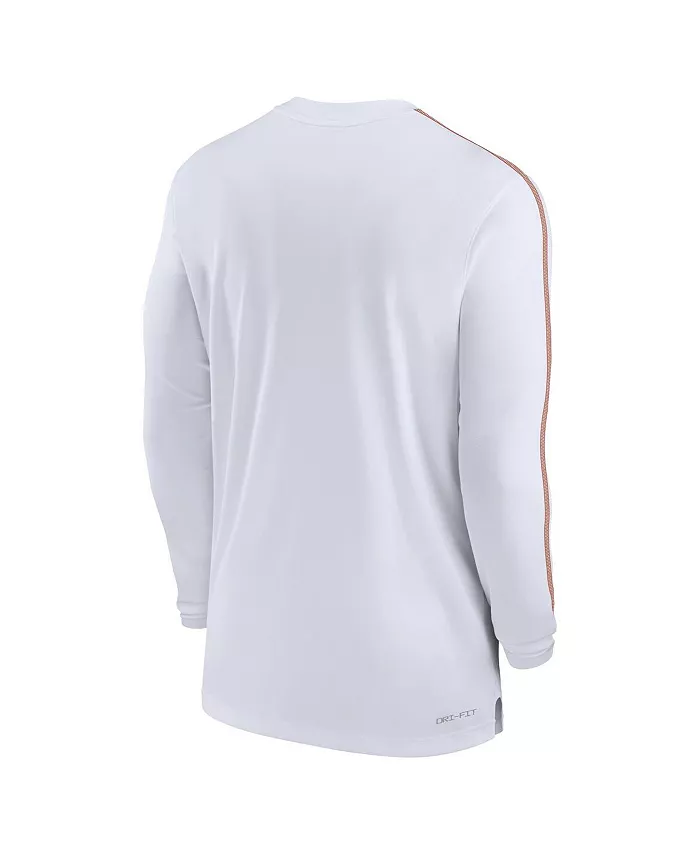 Мужская футболка с длинным рукавом Texas Longhorns 2024 Sideline Coach UV Performance Nike, белый — фото 3