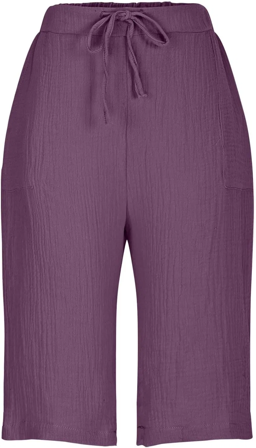 Шорты женские широкие с высокой талией, на завязке, с карманами, Purple — фото 3