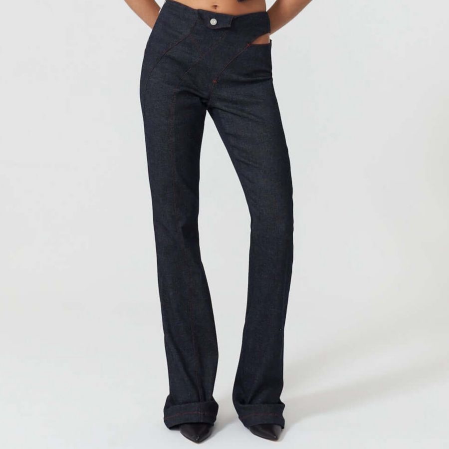 

Женские джинсы Davidson с широкими штанинами - уникальный стиль с вырезами Jendue, Deep blue