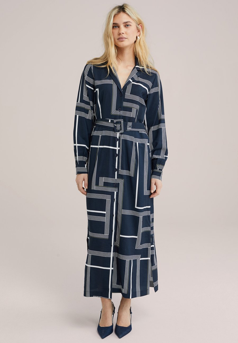 

Платье WE Fashion Shirt dress, Navy Blue/Mottled Dark Blue