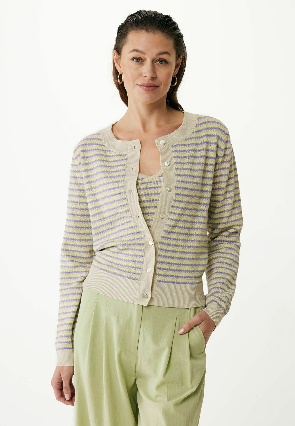 

Кардиган MEXX CARDIGAN KNIT STRIPED, фиолетовый