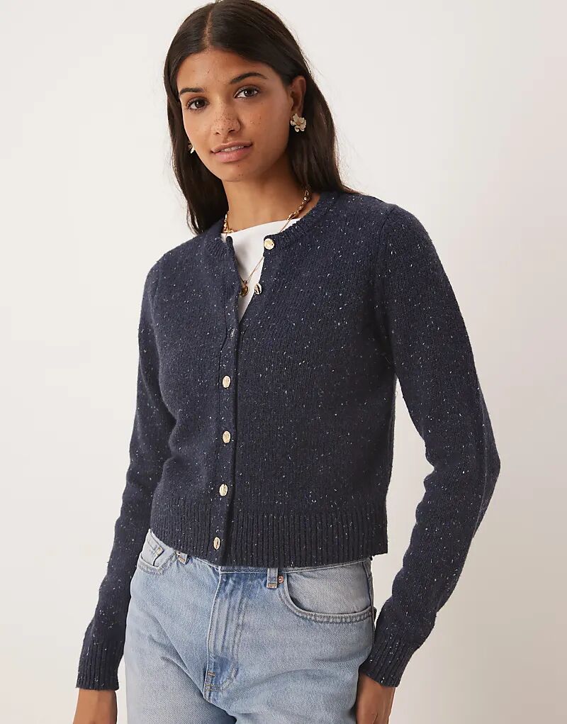 

Микрокардиган Abercrombie & Fitch с золотыми пуговицами темно-синего цвета