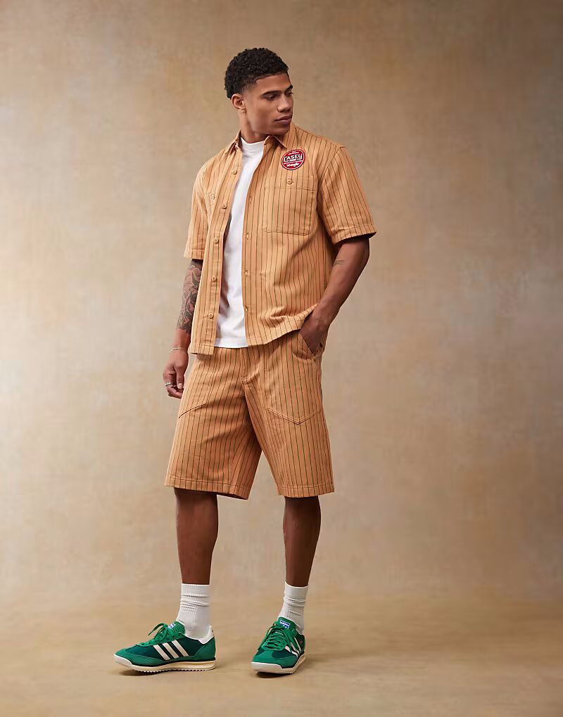 

Шорты из твила Wrangler Casey Jones в полоску, оранжевого цвета, CO-ORD