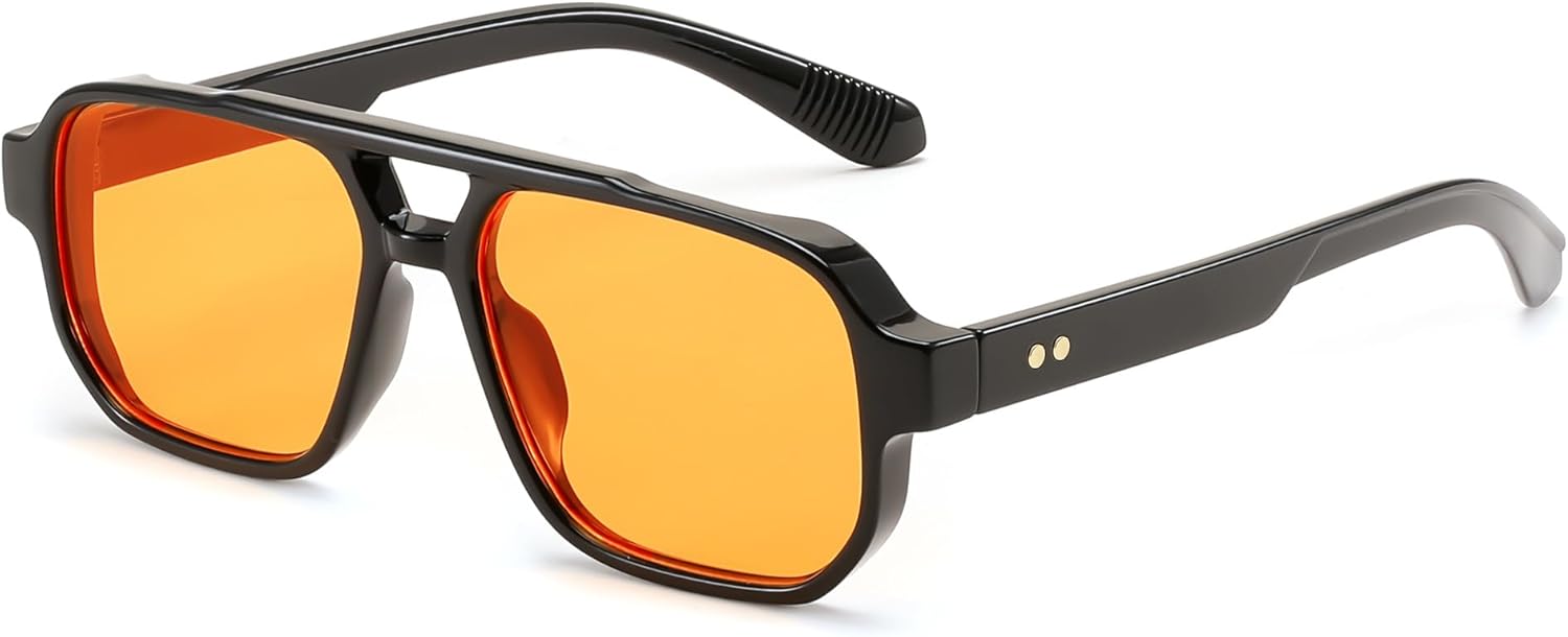 

Солнцезащитные очки FEISEDY Retro Square Aviator для женщин и мужчин, винтажные прямоугольные очки 70-х годов с защитой от УФ-излучения UV400, артикул B9120, Black Frame Yellow Lens
