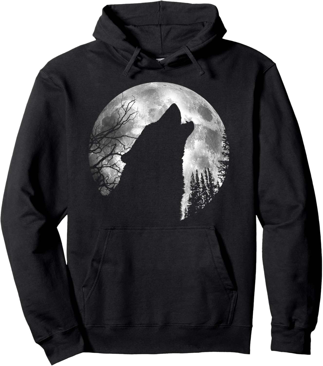 

Дикий волк воет в полнолуние. Природа. Дикая природа. Животное. Художественная толстовка Dramabite, черный