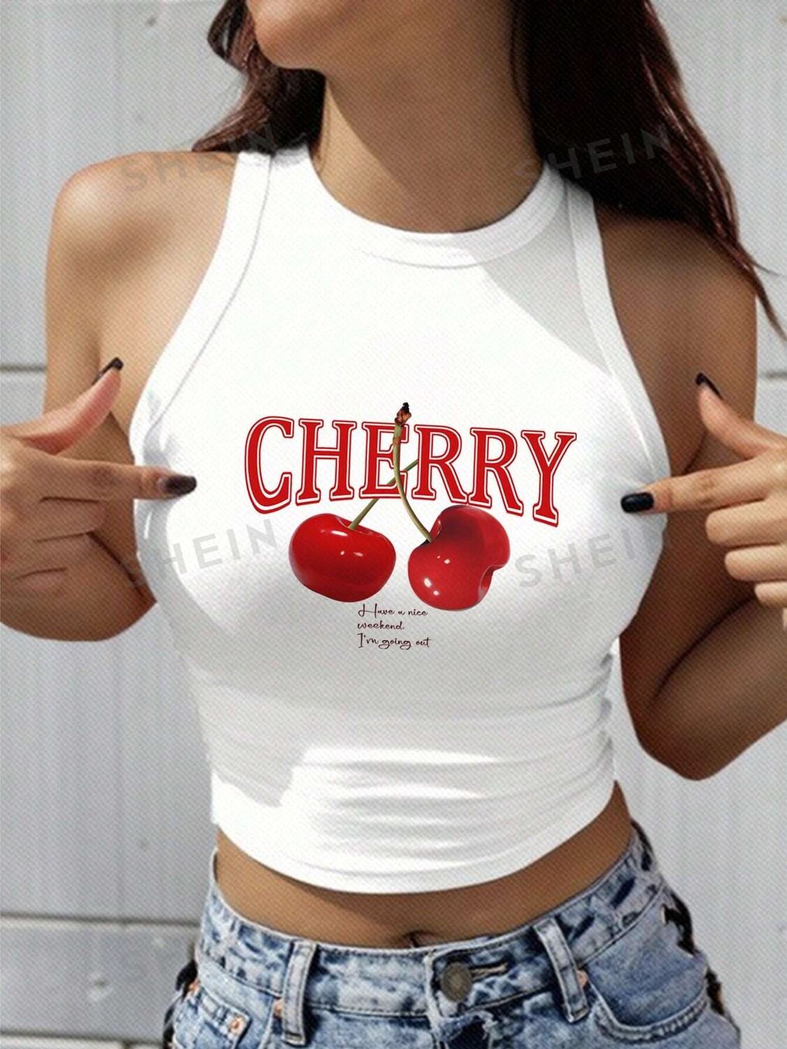 

Майка укороченная Shein Ezwear с круглым вырезом, белый