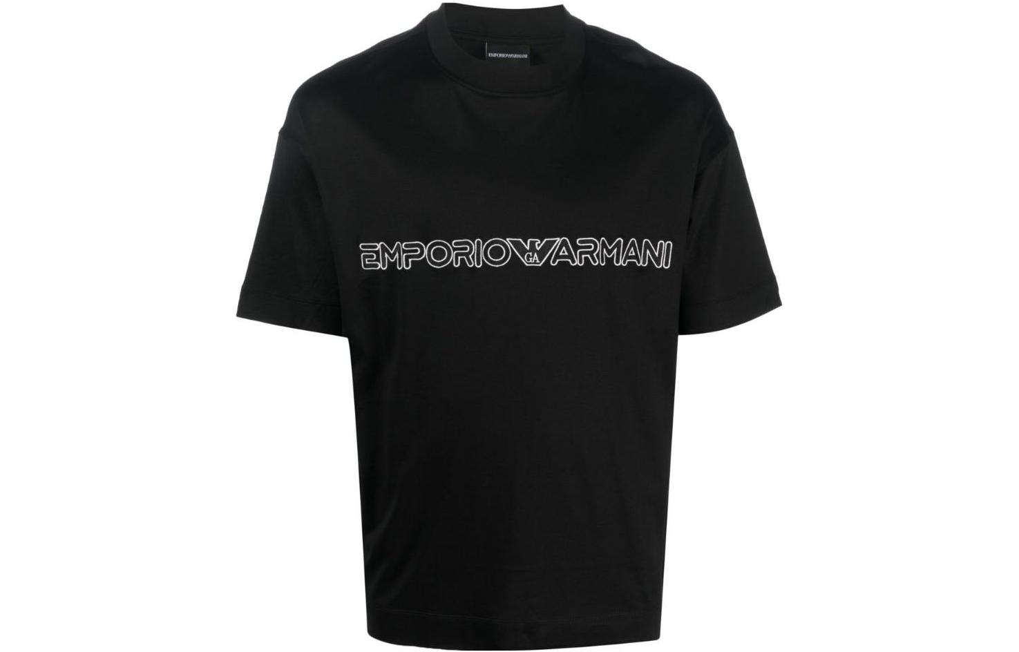

Футболка с круглым вырезом и детальным логотипом EMPORIO ARMANI, черный