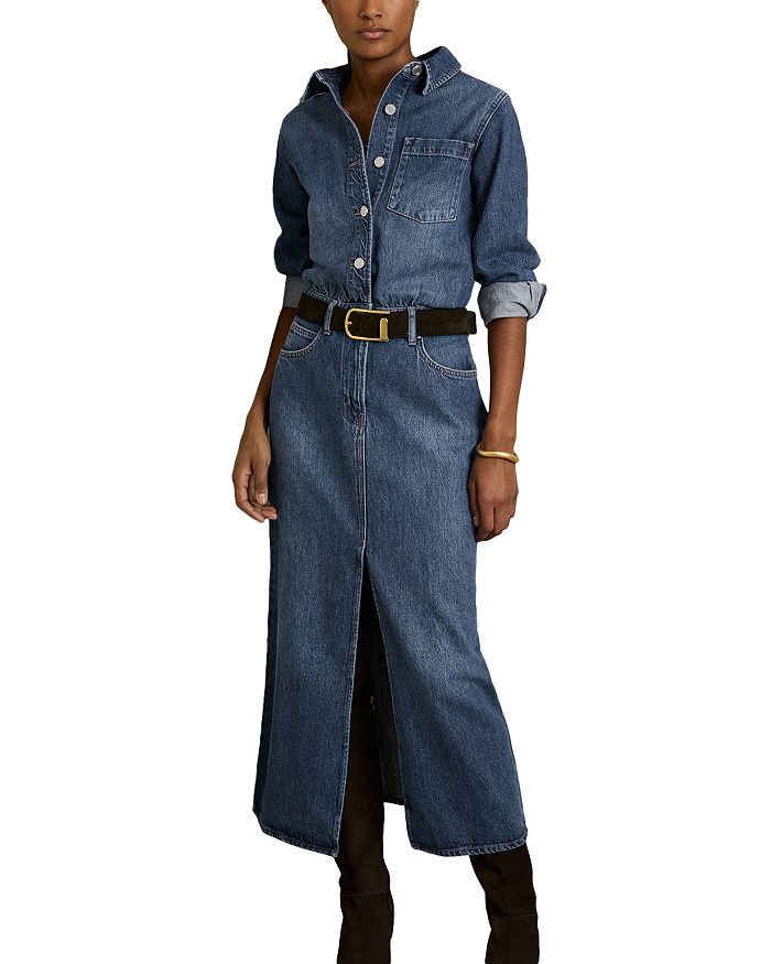 

Платье миди из денима Petite Terra REISS, синий